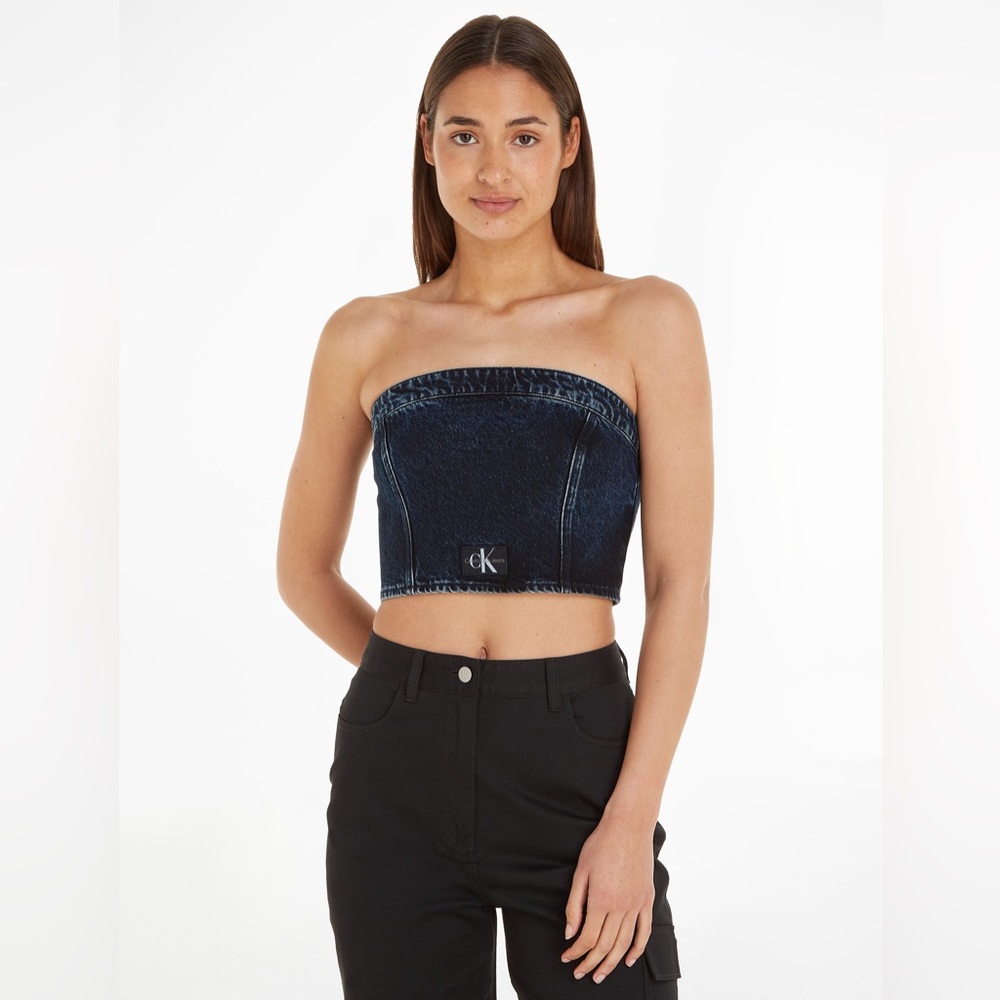 Calvin Klein Denim Strapless Top - Picture 5 of 9